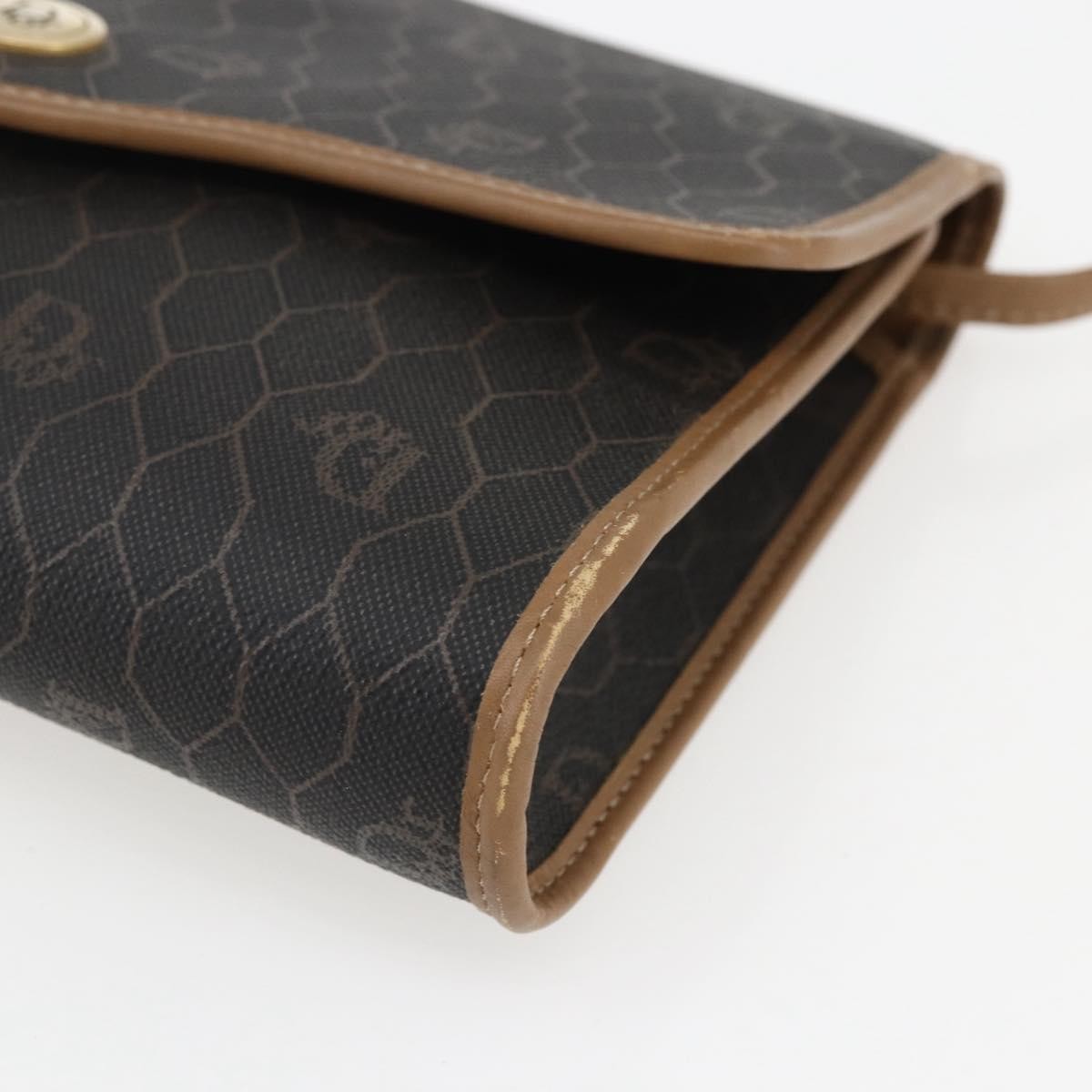 Christian Dior Vintage Honeycomb Flap Crossbody Bag Canvas and Leather, BLACK, CANVAS, Shoulder bag
