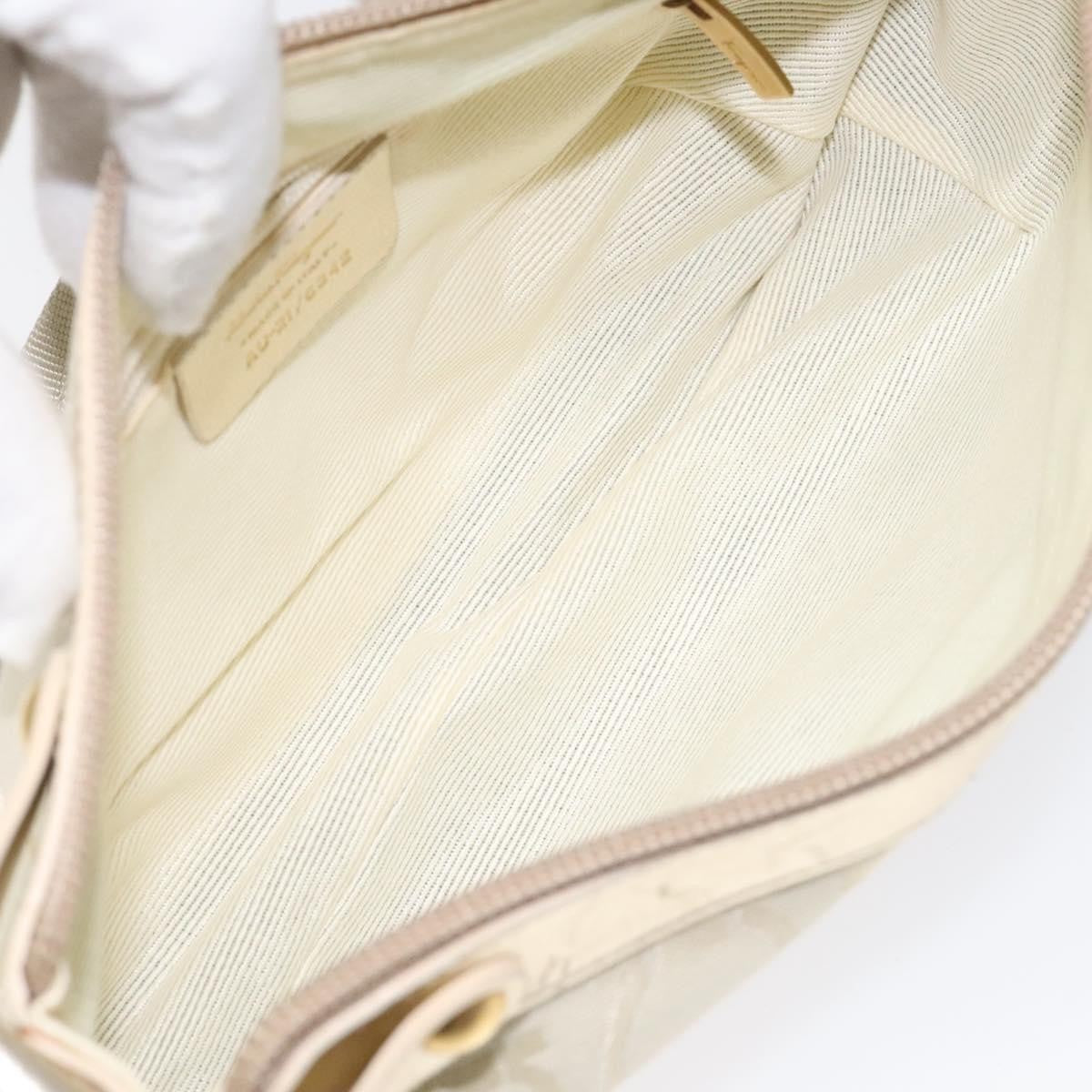 Salvatore Ferragamo Gancini Shoulder Bag Canvas, BEIGE, CANVAS, Shoulder bag