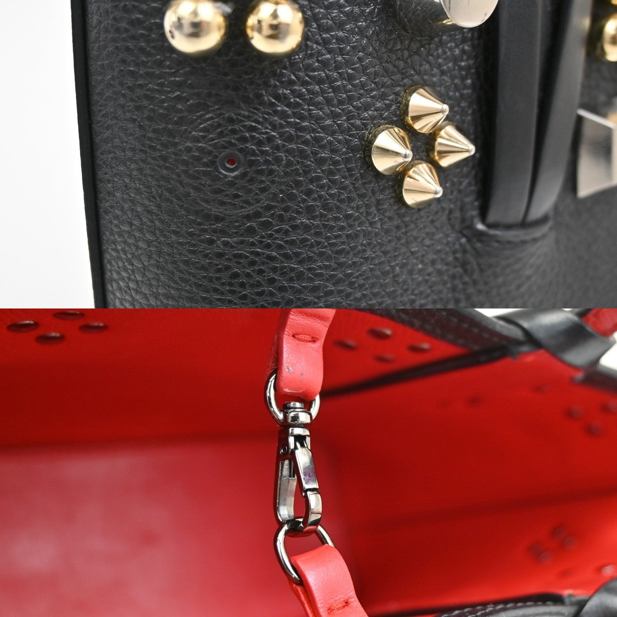 Christian Louboutin Cabata Empire Tote Studded Leather, BLACK, LEATHER, Handbag