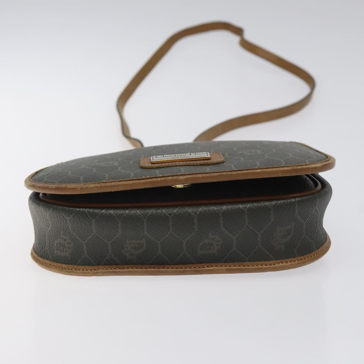 Christian Dior Vintage Honeycomb Flap Crossbody Bag Coated Canvas, BROWN, CANVAS, Crossbody bag