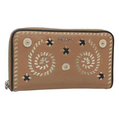 Prada Continental Wallet Saffiano Leather, BEIGE, LEATHER, Wallets