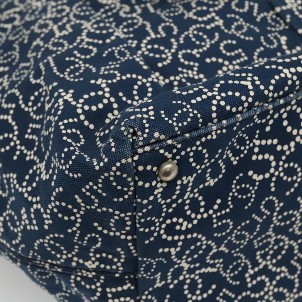 Chanel Vintage Bowler Bag Printed Canvas, NAVY, CANVAS, Handbag