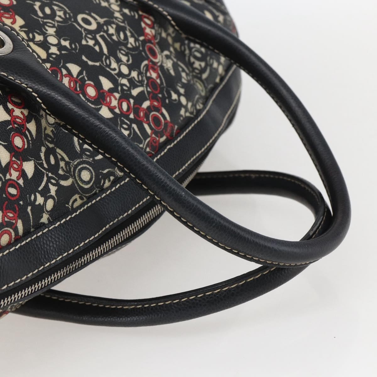 Chanel Optic Coco Bowler Bag Printed Coated Canvas with Caviar, BLACK, PVC, Travel bag