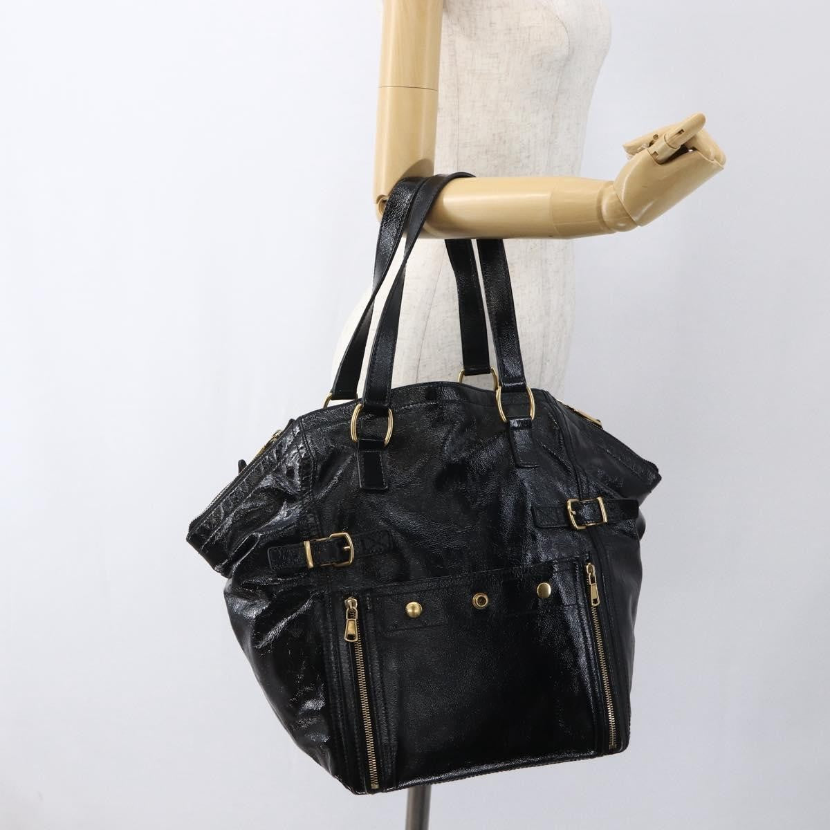 Saint Laurent Downtown Handbag Patent, BLACK, PATENT_LEATHER, Tote bag