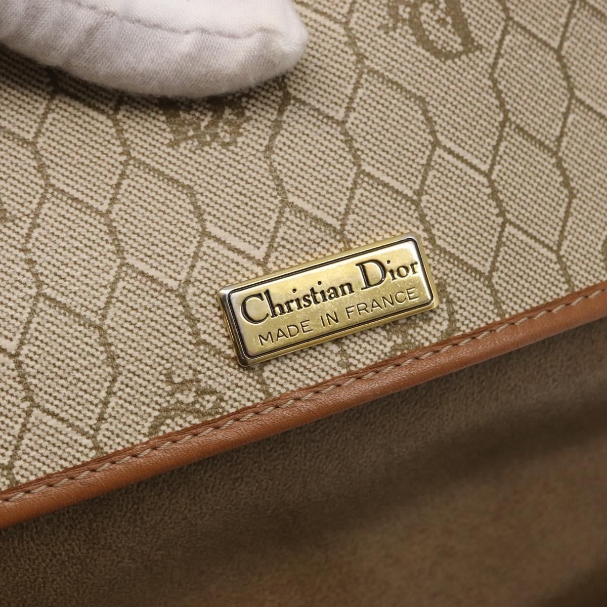 Christian Dior Vintage Honeycomb Shoulder Bag Canvas and Leather, BEIGE, CANVAS, Shoulder bag