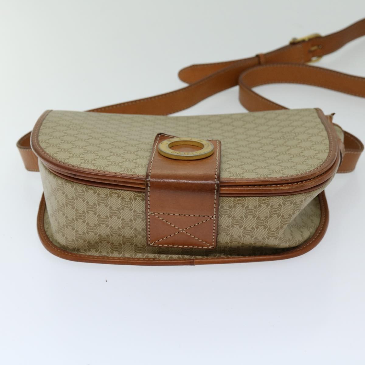Celine Macadam Shoulder Bag Canvas, BEIGE, CANVAS, Shoulder bag