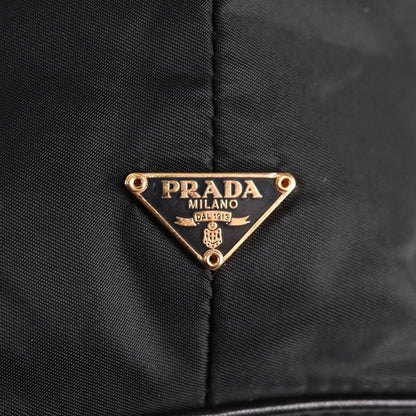 Prada Double Chain Hobo Nylon, BLACK, NYLON, Shoulder bag