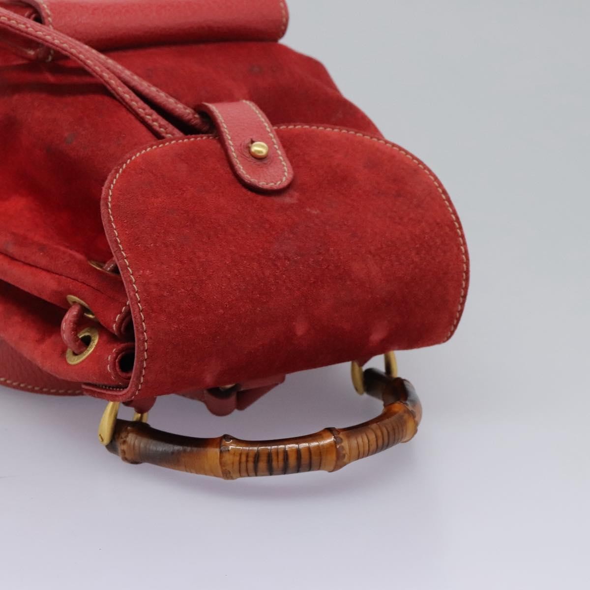 Gucci Gucci bamboo backpack daim, Red, Suede, Backpack