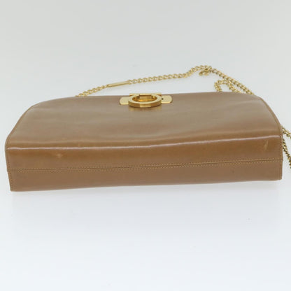 Salvatore Ferragamo Vintage Gancini Chain Shoulder Bag Leather, BROWN, LEATHER, Shoulder bag