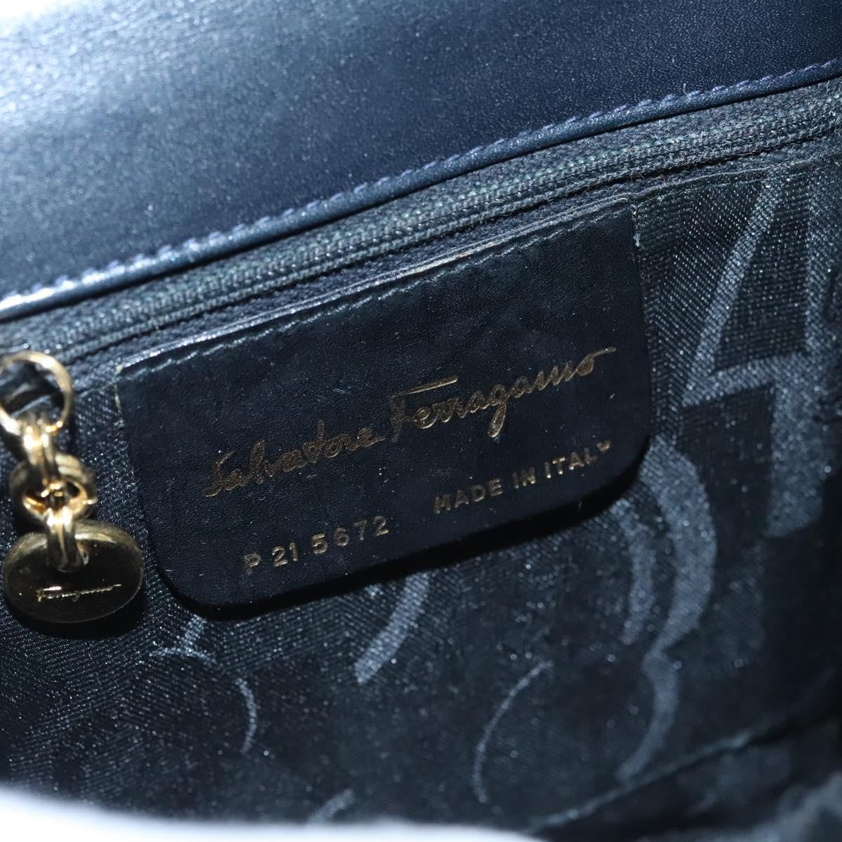 Salvatore Ferragamo Gancini handbag Leather, BLACK, LEATHER, Handbag