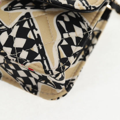 Chanel Flap Card Holder on Chain Quilted Printed Canvas, BEIGE, CANVAS, Card Holders