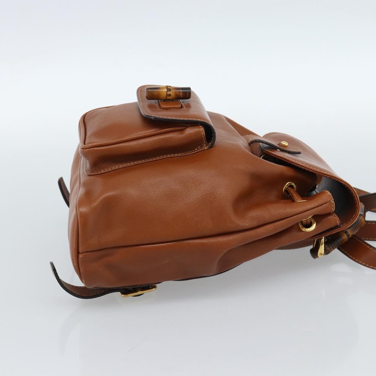 Gucci Vintage Bamboo Backpack Leather, Brown, Leather, Backpack