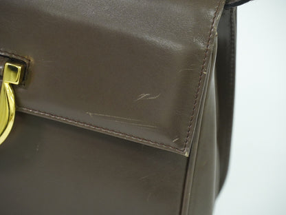 Salvatore Ferragamo Gancini Shoulder Bag Leather, BROWN, LEATHER, Shoulder bag