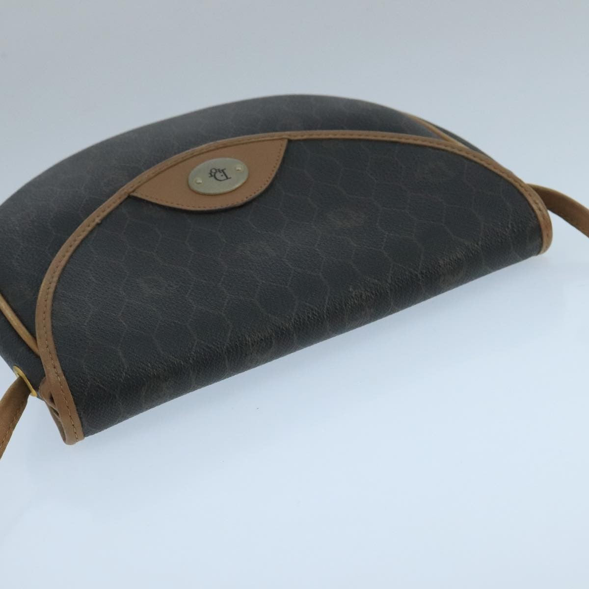 Christian Dior Vintage Honeycomb Flap Crossbody Bag Canvas and Leather, BLACK, CANVAS, Crossbody bag