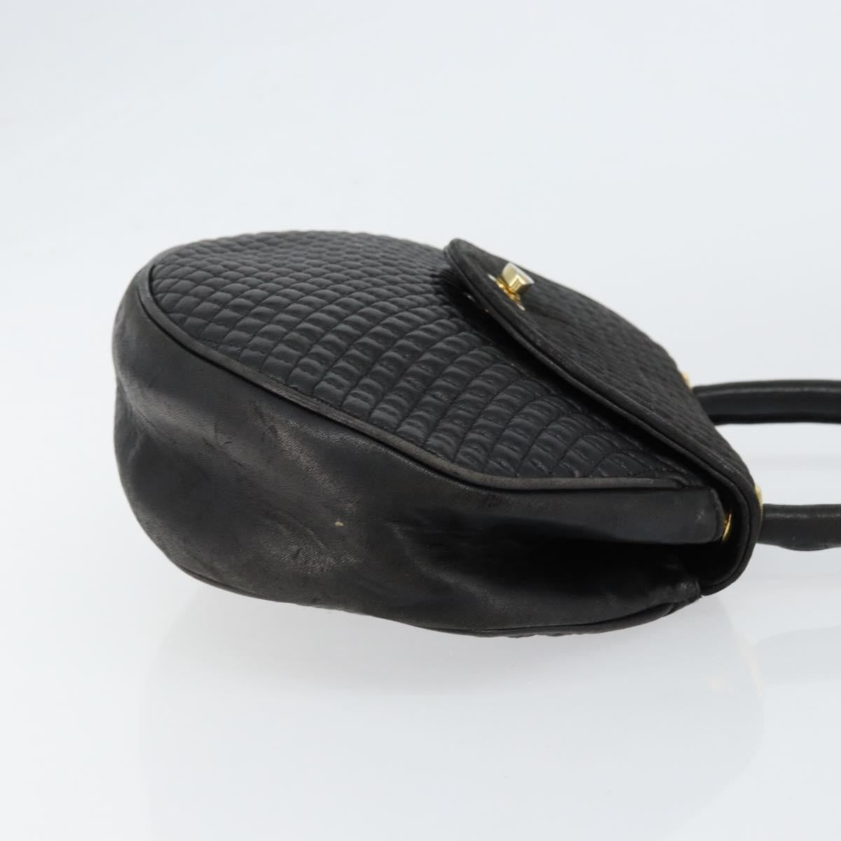 Bally Vintage Handbag Quilted Leather, BLACK, LEATHER, Handbag