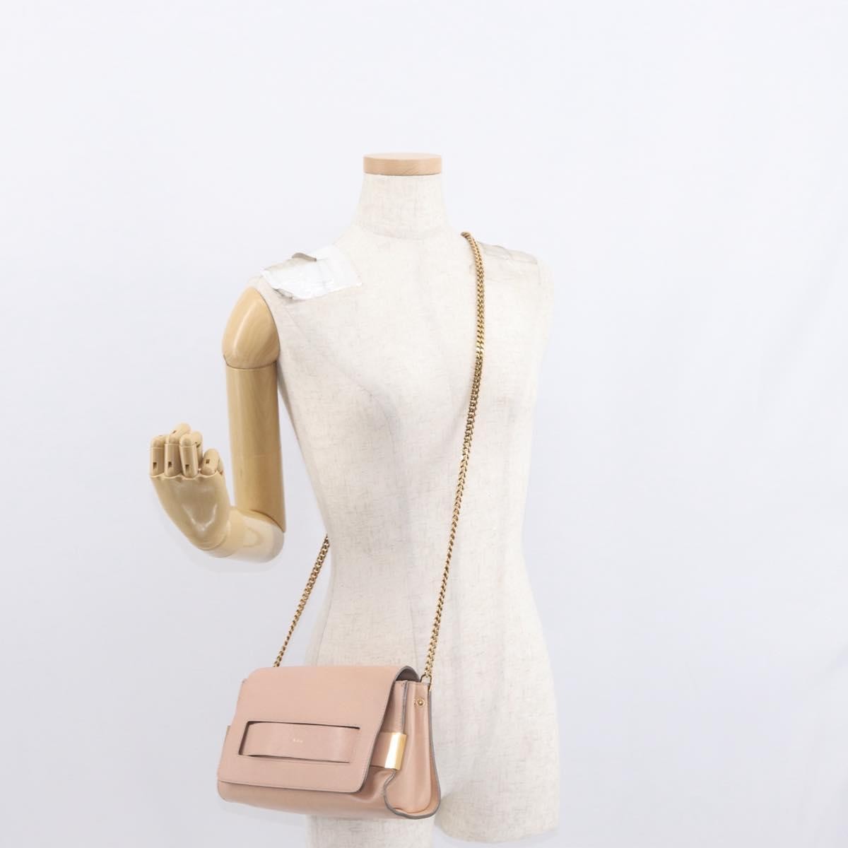 Chloe Elle Chain Clutch Leather, PINK, LEATHER, Shoulder bag