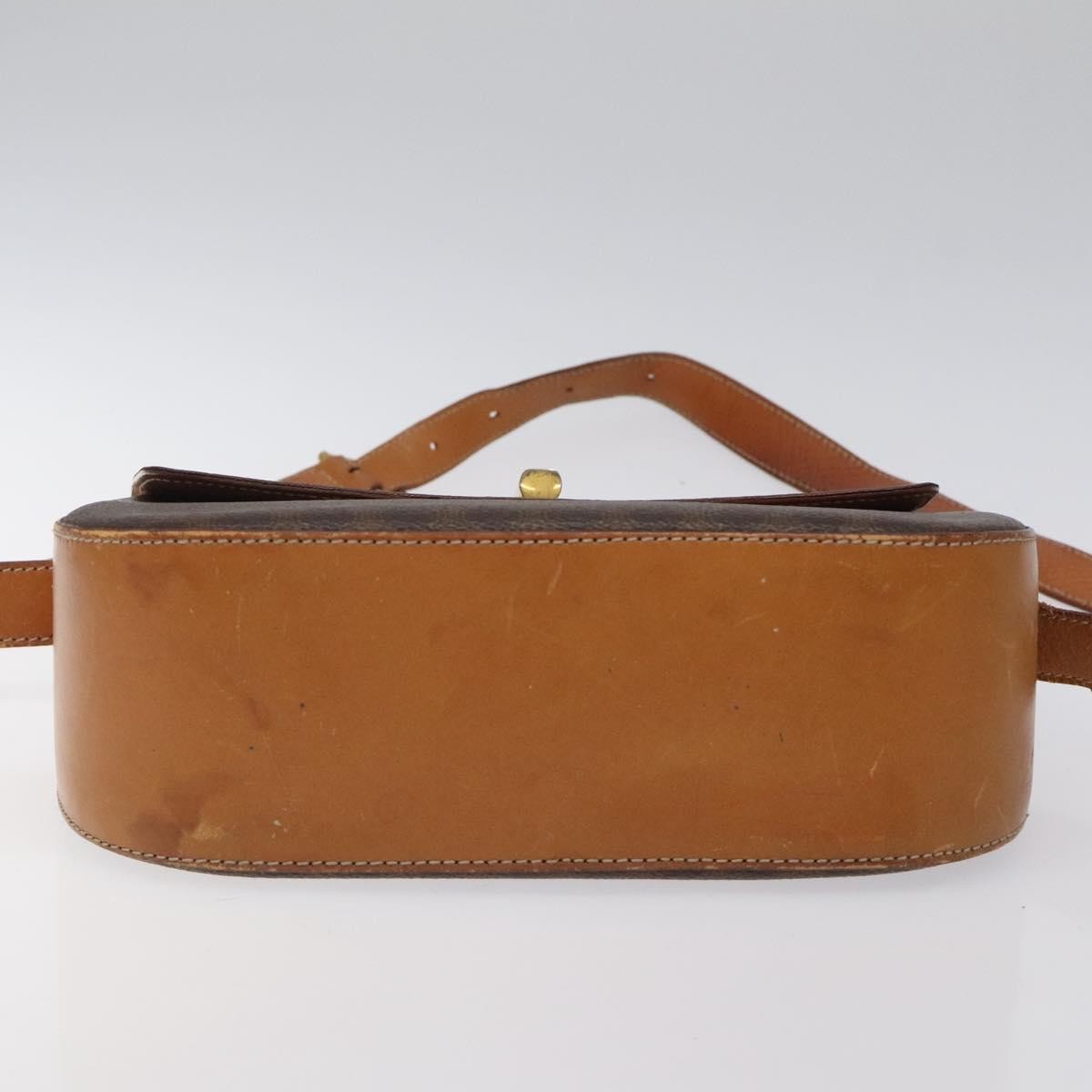 Celine Vintage Convertible Macadam Turnlock Shoulder Bag Canvas and Leather, BROWN, CANVAS, Shoulder bag