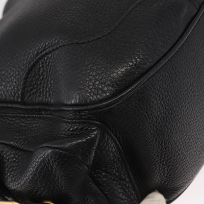 Prada Side Pocket Hobo Vitello Daino, BLACK, LEATHER, Shoulder bag