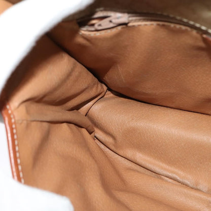 Celine Vintage Macadam Shoulder Bag Canvas and Leather, BEIGE, CANVAS, Shoulder bag