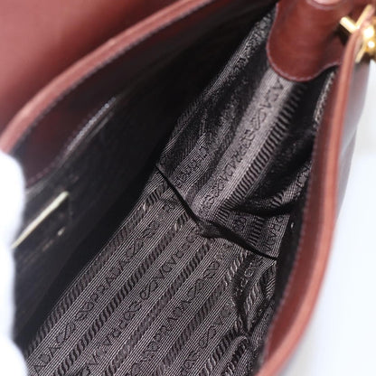 Prada Vintage Shoulder Bag Leather, BROWN, LEATHER, Shoulder bag