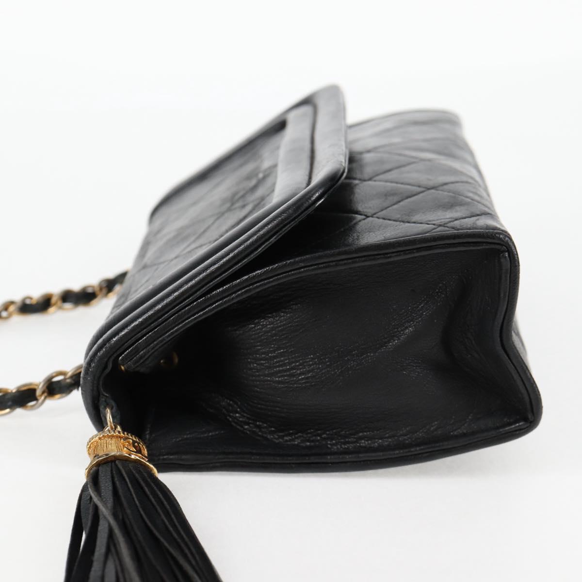 Chanel Vintage Tassel Flap Bag Leather, BLACK, LEATHER, Handbag