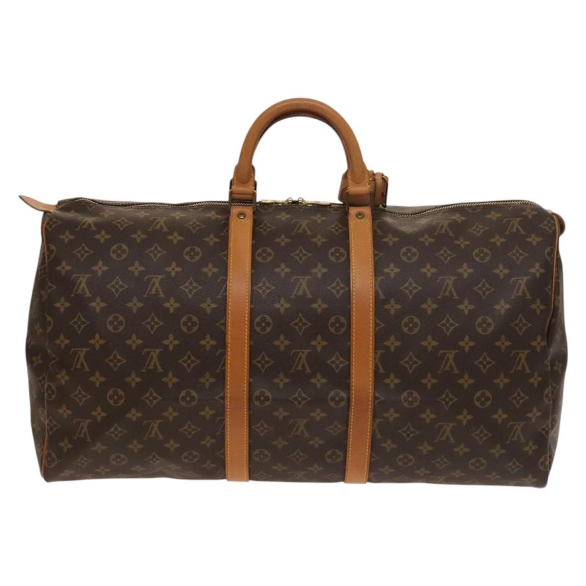 Louis Vuitton Keepall Bag Monogram Canvas, BROWN, CANVAS, Travel bag