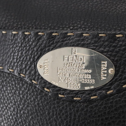 Fendi Vintage Selleria Zip Messenger Bag Leather, BLACK, LEATHER, Shoulder bag