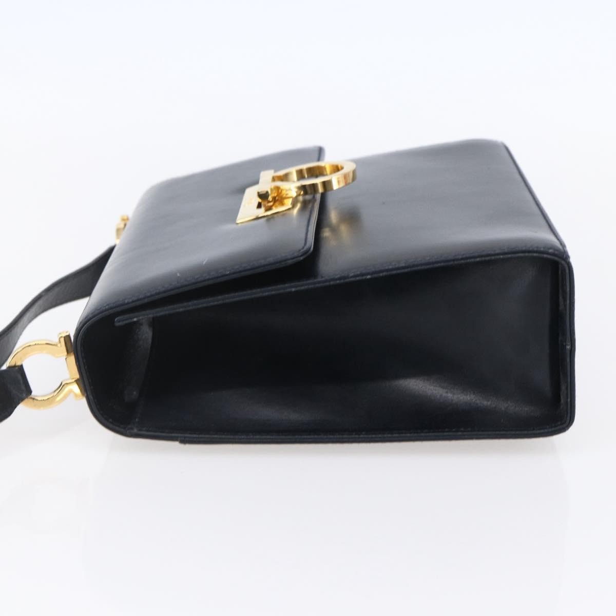 Salvatore Ferragamo Gancini Shoulder Bag Leather, NAVY, LEATHER, Shoulder bag