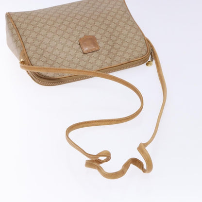 Celine Vintage Macadam Shoulder Bag Canvas and Leather, BEIGE, CANVAS, Shoulder bag