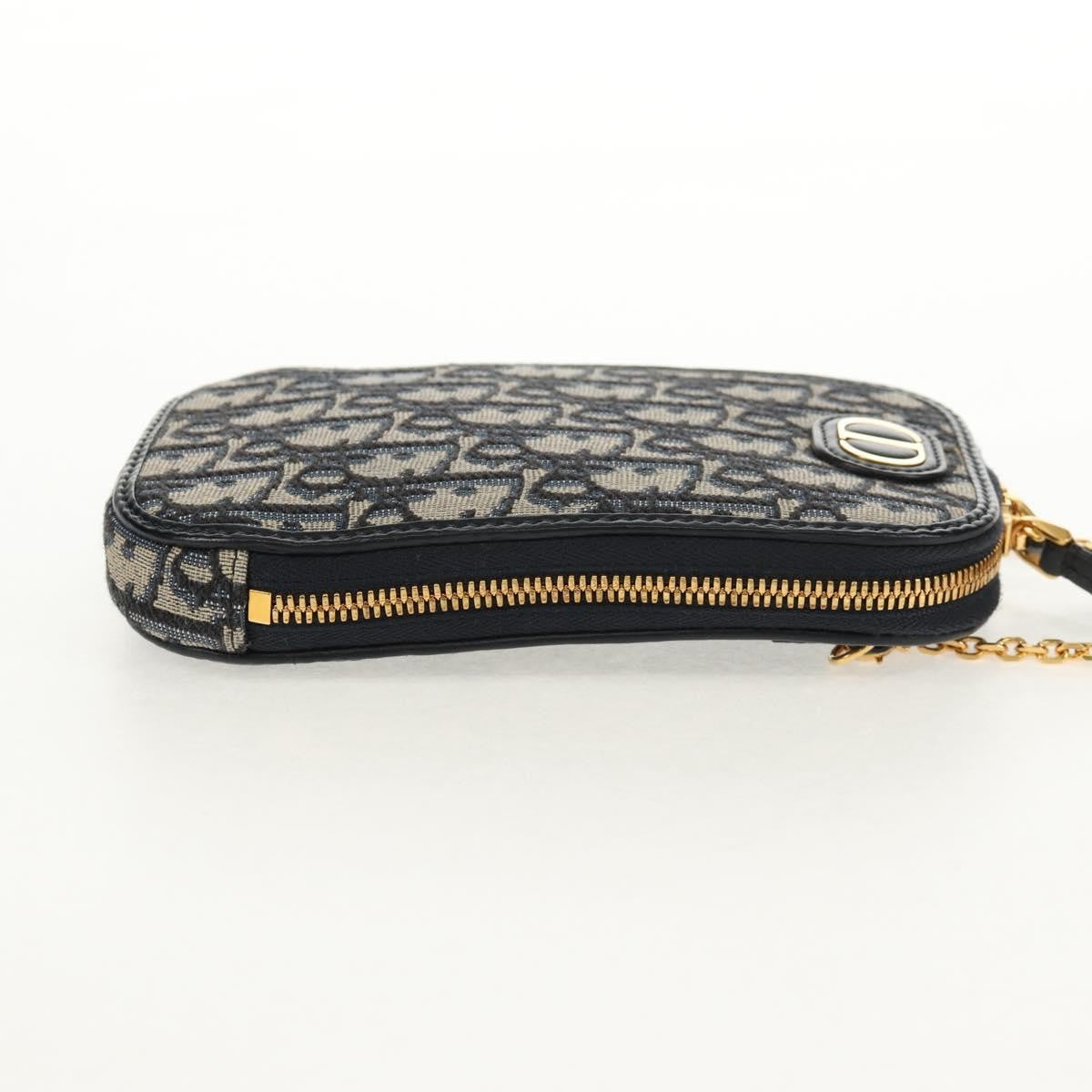 Christian Dior 30 Montaigne Phone Holder on Chain Oblique Canvas, NAVY, CANVAS, Clutche & pouche