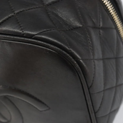 Chanel Vintage Cosmetic Case Quilted Lambskin, BLACK, LEATHER, Handbag
