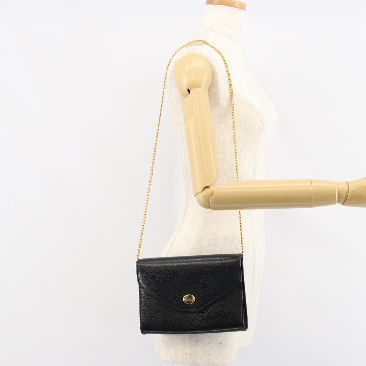 Christian Dior Vintage Chain Flap Shoulder Bag Leather, BLACK, LEATHER, Shoulder bag