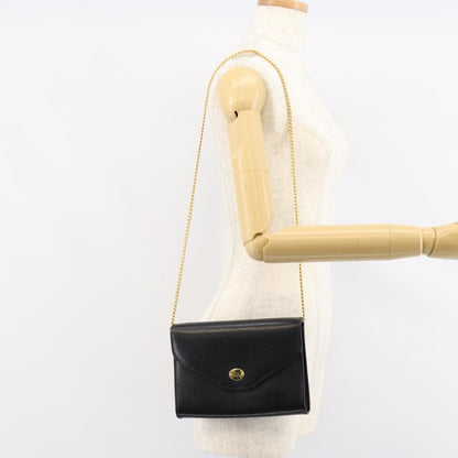 Christian Dior Vintage Chain Flap Shoulder Bag Leather, BLACK, LEATHER, Shoulder bag