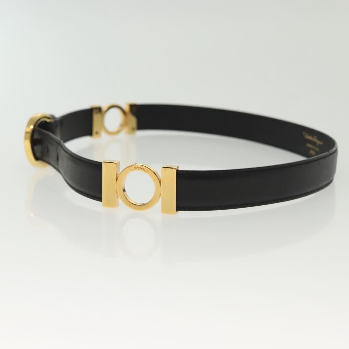 Salvatore Ferragamo Gancini Belt Leather, BLACK, LEATHER, Belts