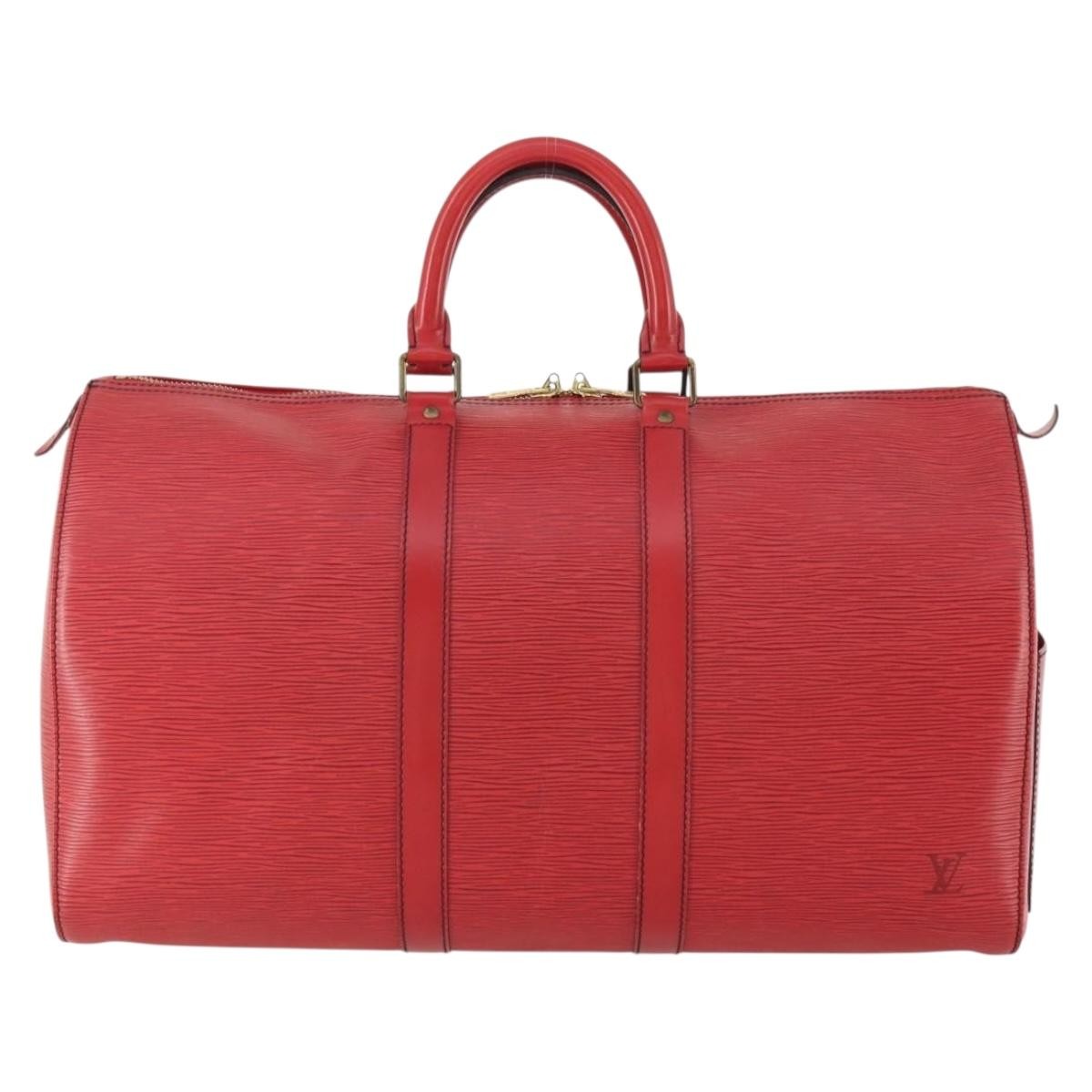 Louis Vuitton Keepall Bag Epi Leather, RED, LEATHER, Travel bag