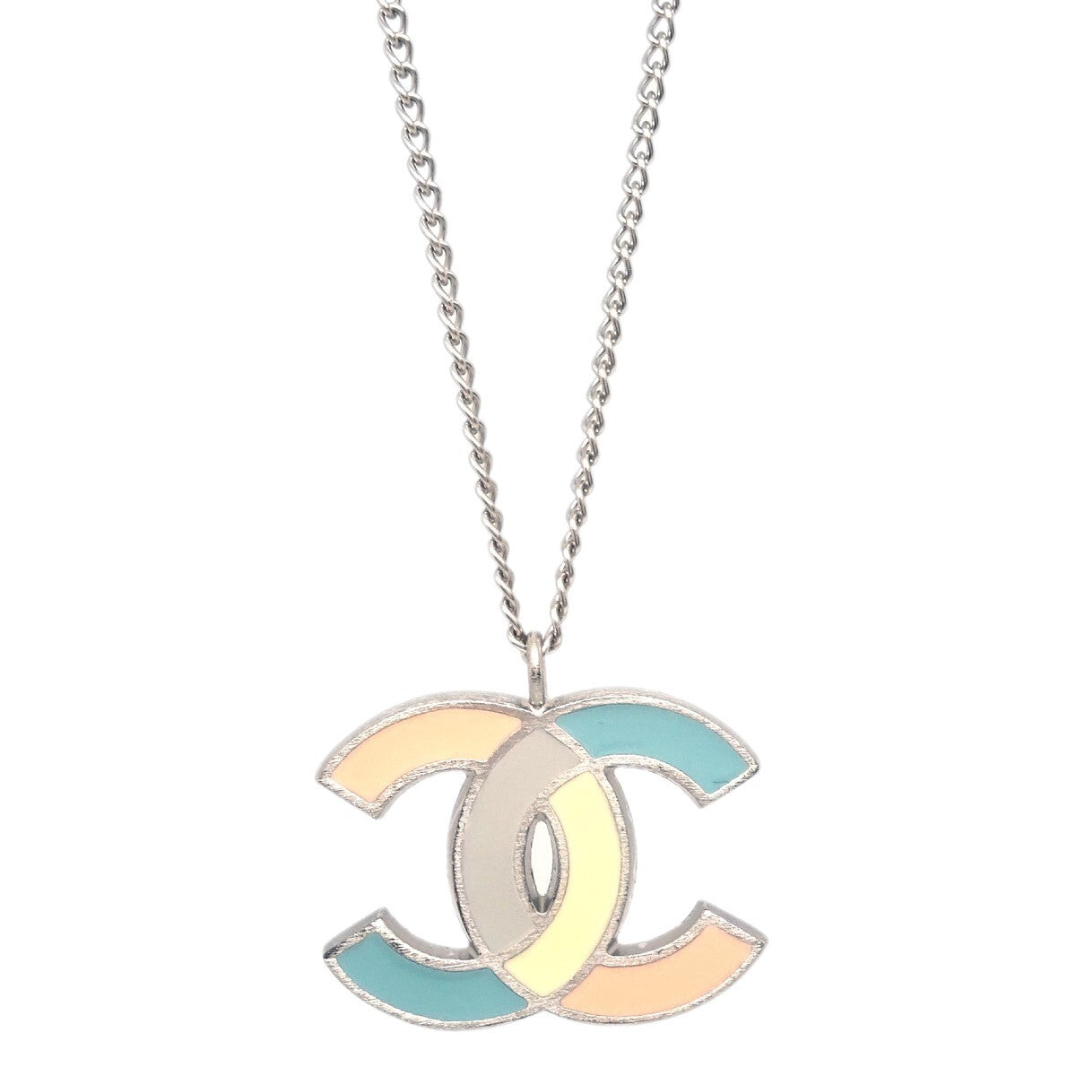 Chanel CC Pendant Necklace Metal, SILVER, SILVER_PLATED, Necklace