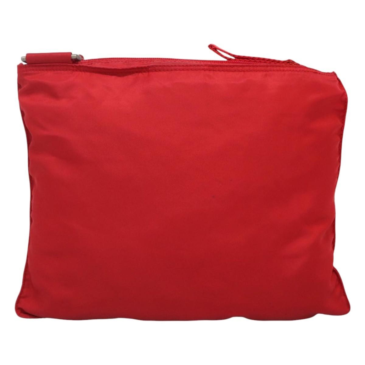 Prada Zip Top Messenger Bag Tessuto, RED, NYLON, Shoulder bag