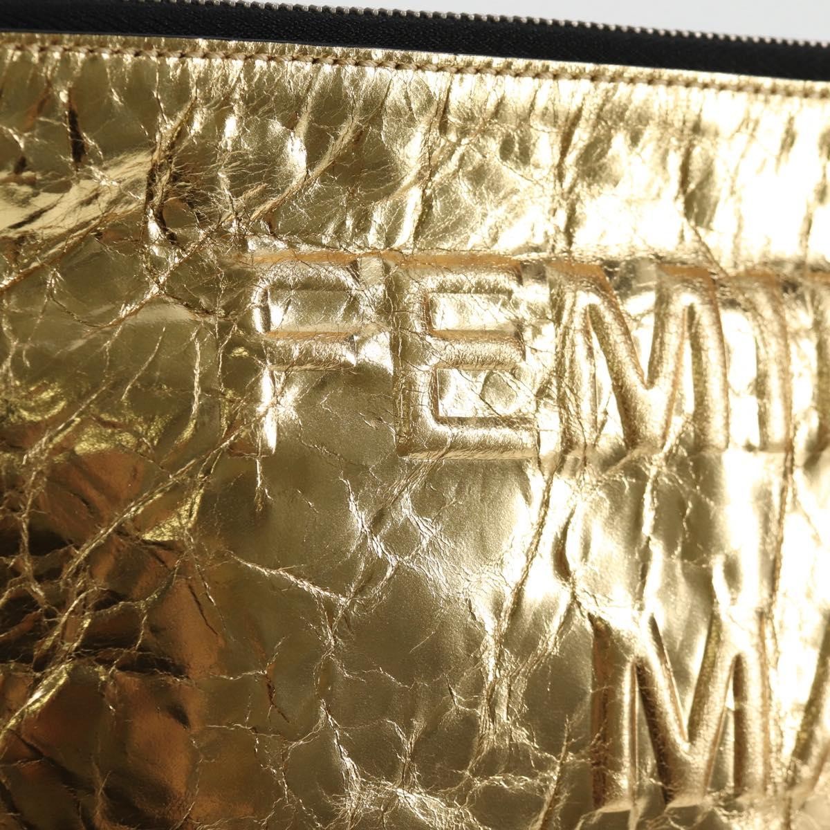 Chanel Feminine Pouch Crinkled Leather, GOLD, LEATHER, Clutche & pouche