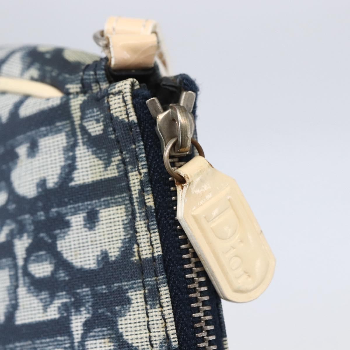 Christian Dior Vintage Saddle Bag Diorissimo Canvas, NAVY, CANVAS, Clutche & pouche