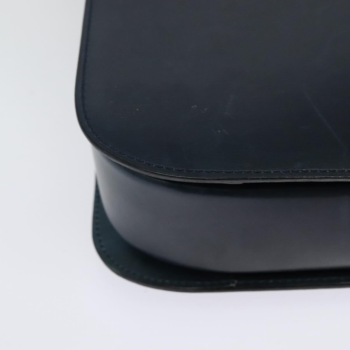 Celine Circle logo Leather, NAVY, LEATHER, Shoulder bag