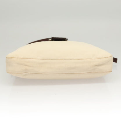 Fendi Vintage FF Buckle Shoulder Bag Canvas, WHITE, CANVAS, Shoulder bag