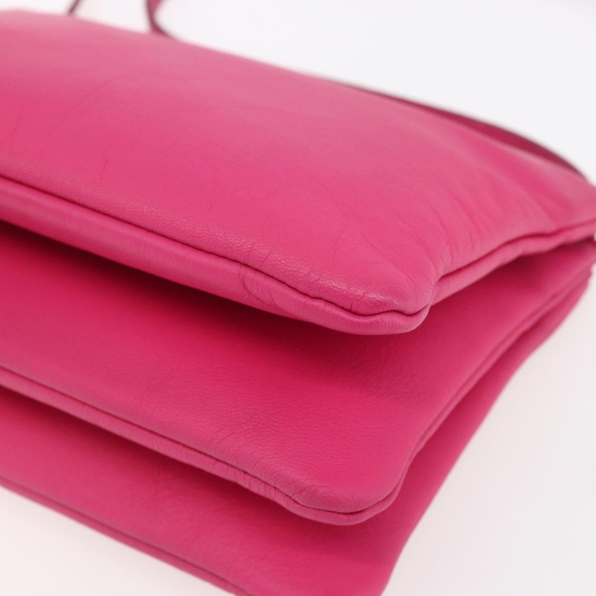 Celine Trio Crossbody Bag Leather, PINK, LEATHER, Shoulder bag