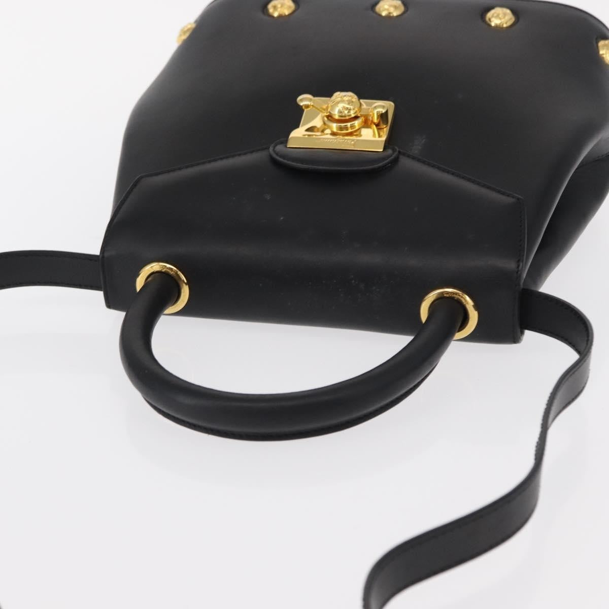 Salvatore Ferragamo Vintage Handbag Leather, BLACK, LEATHER, Handbag