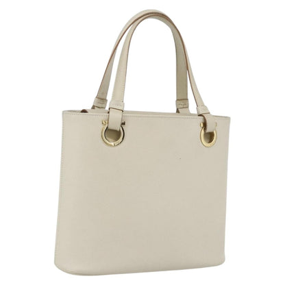 Salvatore Ferragamo Gancini handbag Leather, WHITE, LEATHER, Handbag
