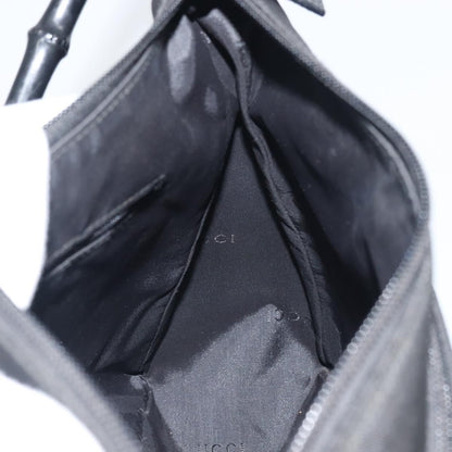 Gucci Vintage Bamboo Handle Bag Nylon, Black, Nylon, Handbag