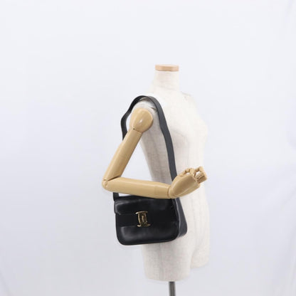 Salvatore Ferragamo Vala Shoulder Bag Leather, BLACK, LEATHER, Shoulder bag