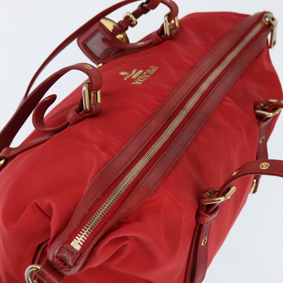 Prada Convertible Logo Tote Tessuto and Leather, RED, NYLON, Tote bag
