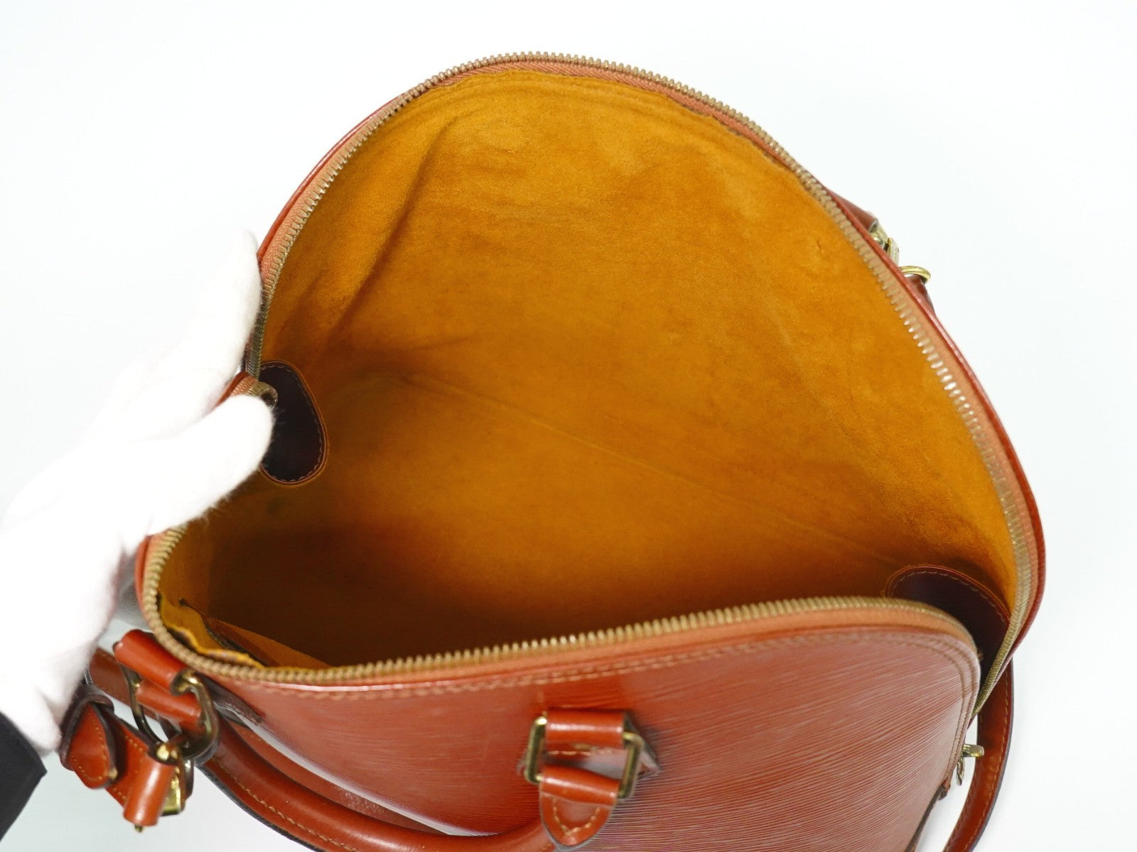 Louis Vuitton Alma Handbag Epi Leather, BROWN, LEATHER, Handbag