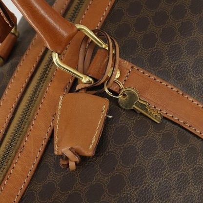 Celine Vintage Macadam Boston bag Canvas and Leather, BROWN, CANVAS, Travel bag