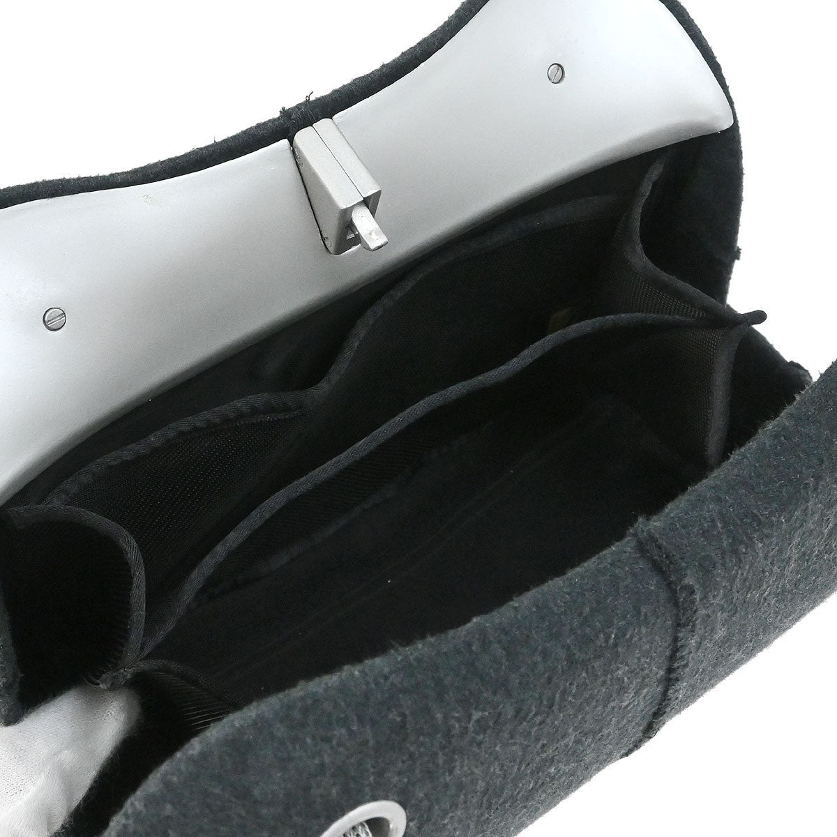 Chanel Millennium Shoulder Bag Felt, Gray, Canvas, Shoulder Bag